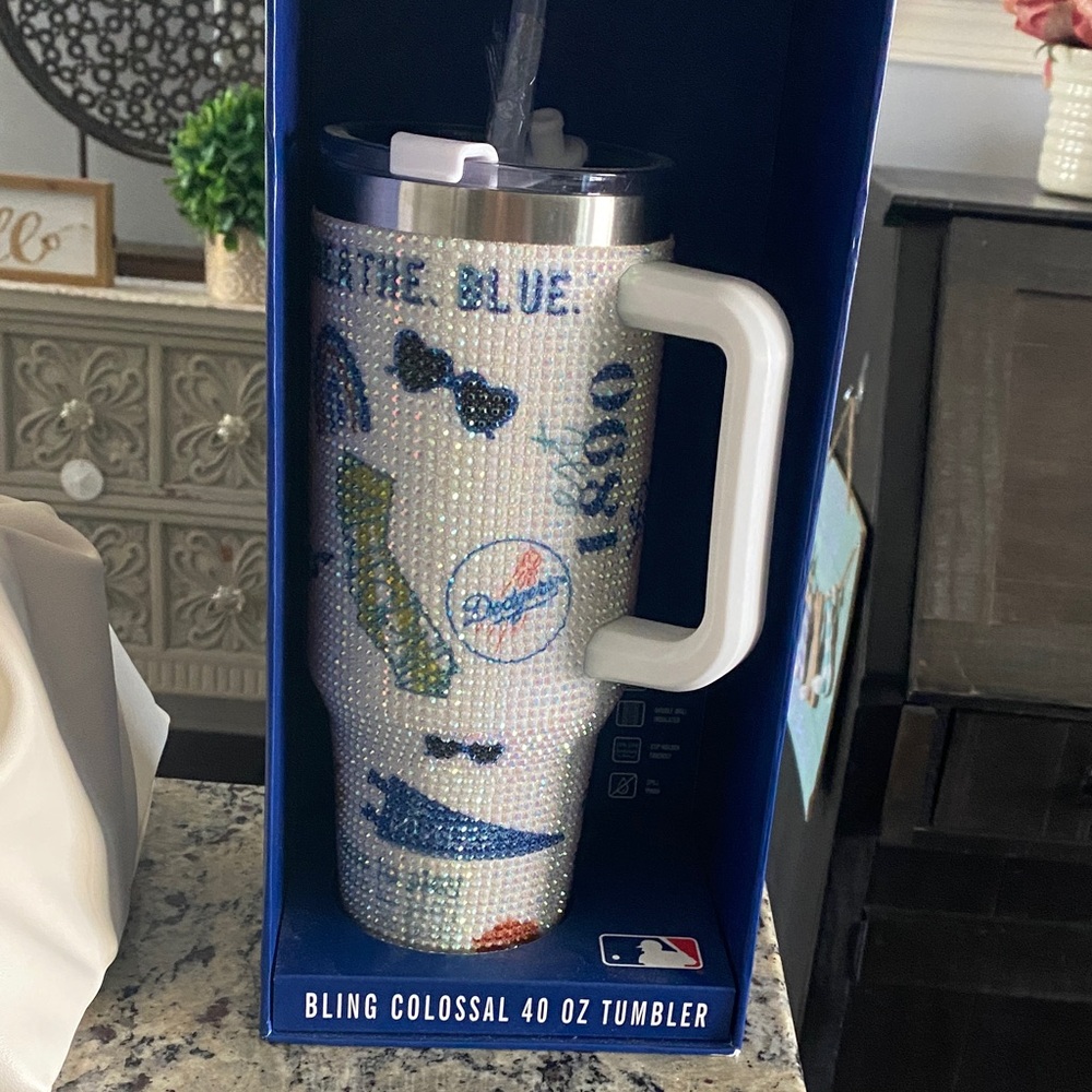 Los Angeles Dodgers Bling Colossal 40 oz Tumbler - White Crystal